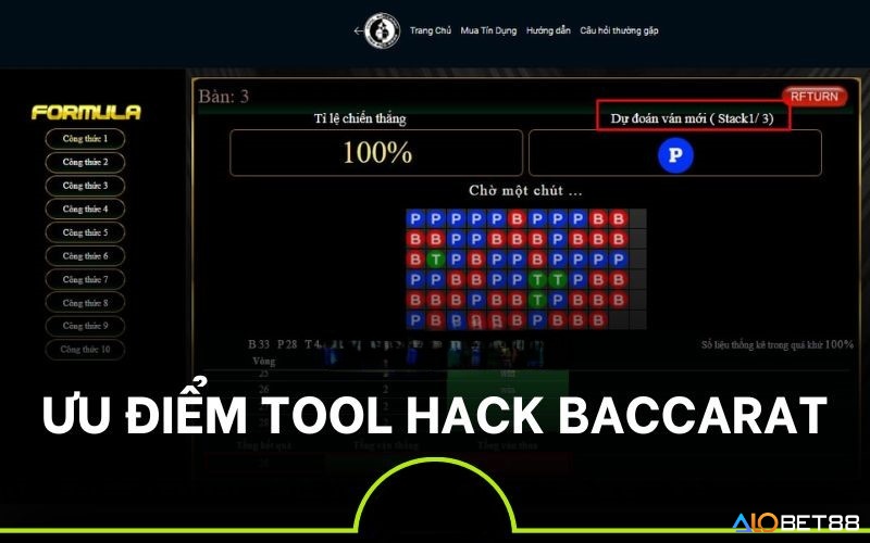 Tool hack baccarta sẽ giúp anh em cược thủ nâng cao tỉ lệ chiến thắng trong các ván cược