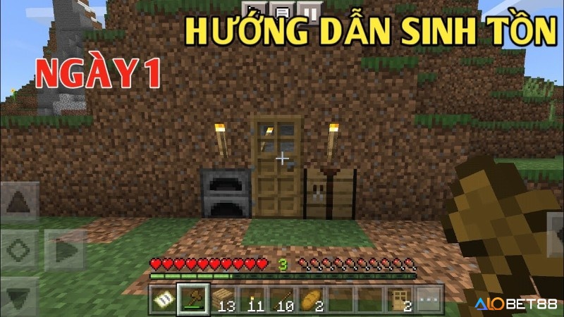 Các hoạt động sinh tồn và xây dựng cơ bản trong Minecraft Trial.