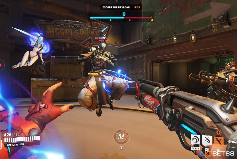 Overwatch 2 với phong cách hoạt hình sống động và lối chơi đội nhóm đa dạng.