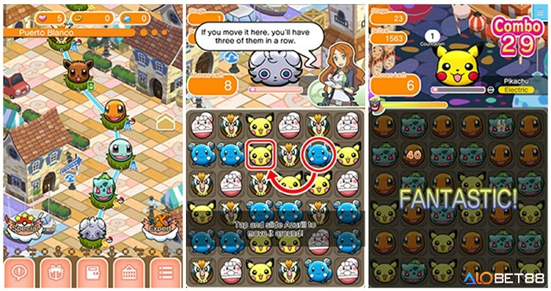 Kết hợp giải đố và chiến đấu để thu phục và huấn luyện những Pokemon mạnh mẽ