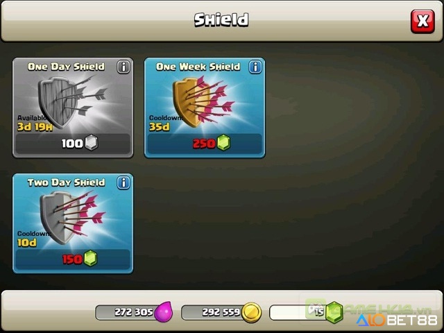 Hình ảnh lá chắn Shield giúp bảo vệ căn cứ trong Clash of Clans