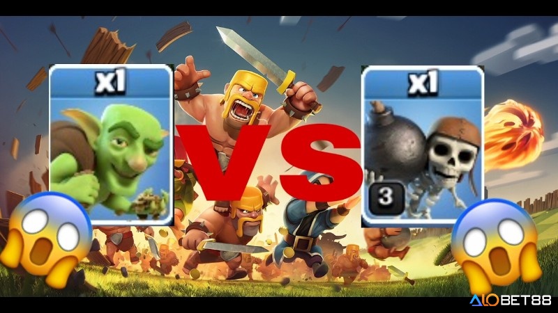 Goblin và Wall Breaker phối hợp tấn công các công trình tài nguyên trong Clash of Clans