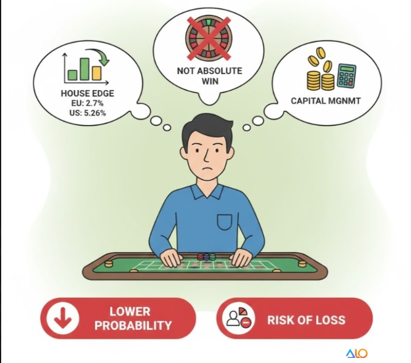 Người chơi roulette nhìn thấy các nhược điểm của cược góc như lợi thế nhà cái và quản lý vốn