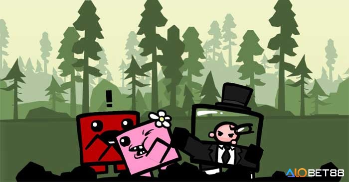 Meat Boy và Bandage Girl đối mặt Dr. Fetus trong cốt truyện đơn giản nhưng hấp dẫn của Super Meat Boy.