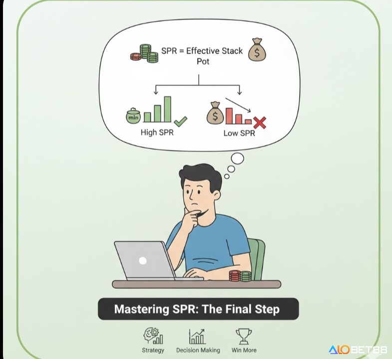 Người chơi poker đang luyện tập tính toán SPR để nâng cao kỹ năng và đưa ra quyết định chiến lược hiệu quả