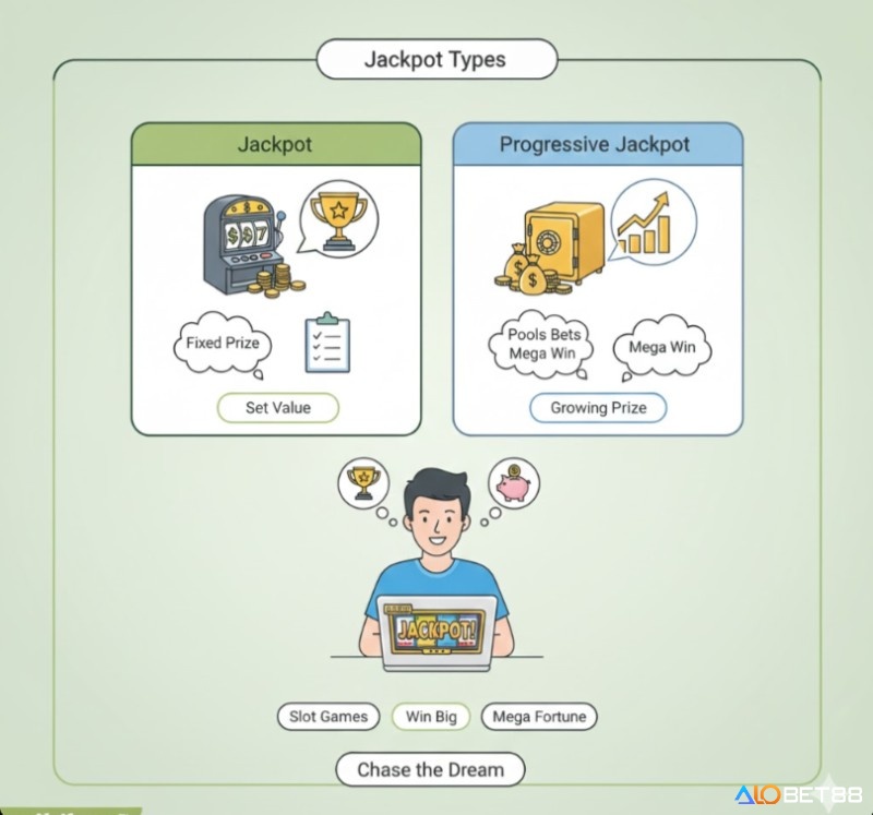 Người chơi casino đang tìm hiểu Jackpot và Jackpot lũy tiến, hy vọng giành được giải thưởng lớn trong các trò chơi