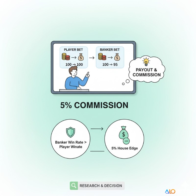 Người chơi Baccarat tìm hiểu tỷ lệ trả thưởng và hoa hồng 5% của cửa Banker để đưa ra quyết định đặt cược sáng suốt