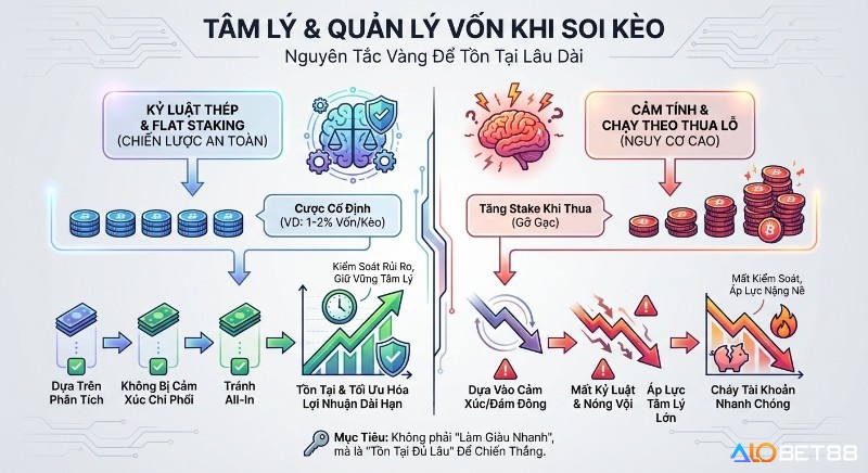 Flat Staking là chiến lược đi kèm cách đọc kèo bóng đá bền vững, giúp người chơi tồn tại lâu dài và tránh sập bẫy cảm xúc.