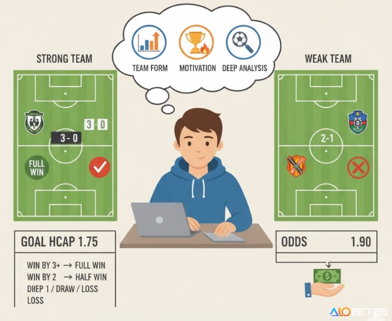 Người chơi phân tích phong độ, động lực thi đấu để chọn kèo Handicap châu Á khi có chênh lệch thực lực rõ rệt trong handicap châu Á so với 1X2