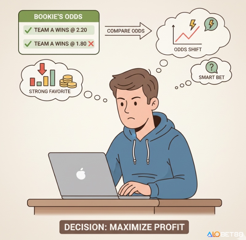 Người chơi phân tích biến động tỷ lệ cược trên máy tính để nhận diện dòng tiền và thông tin ngầm, tối ưu hóa quyết định đặt cược