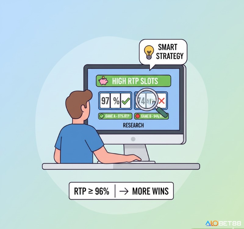 Người chơi lựa chọn trò chơi slot có RTP từ 96% trở lên, nghiên cứu thông tin game để tối ưu cơ hội thắng