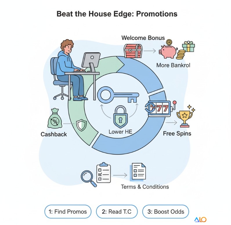 Người chơi tận dụng các chương trình khuyến mãi và bonus từ nhà cái để giảm thiểu tác động của House Edge trong slot game