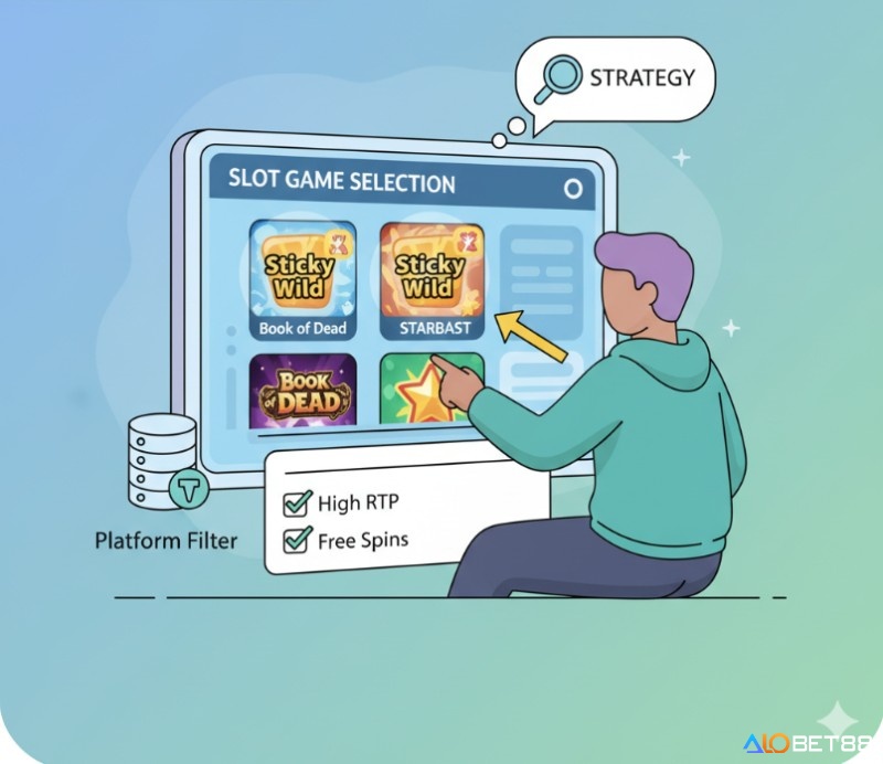Người chơi chọn game slot có tính năng Sticky Wild, như "Book of Dead" hoặc "Starburst", để tối ưu hóa cơ hội thắng