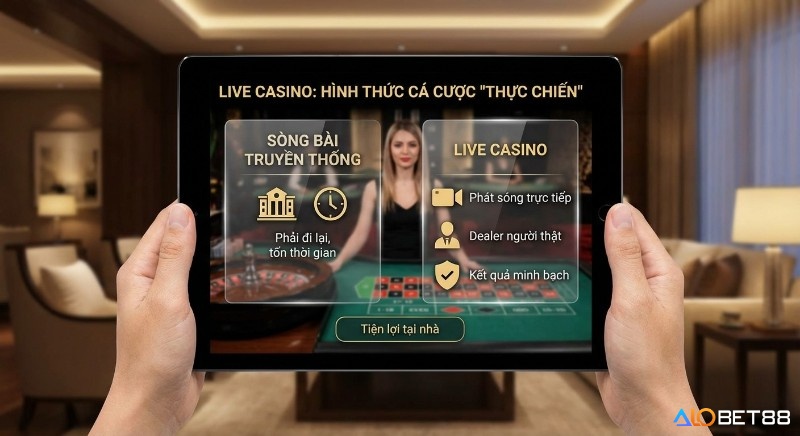 So sánh Live Casino là gì và sòng bài truyền thống, bóc tách cá cược "thực chiến" qua dealer thật, phát trực tiếp, minh bạch, tiện lợi
