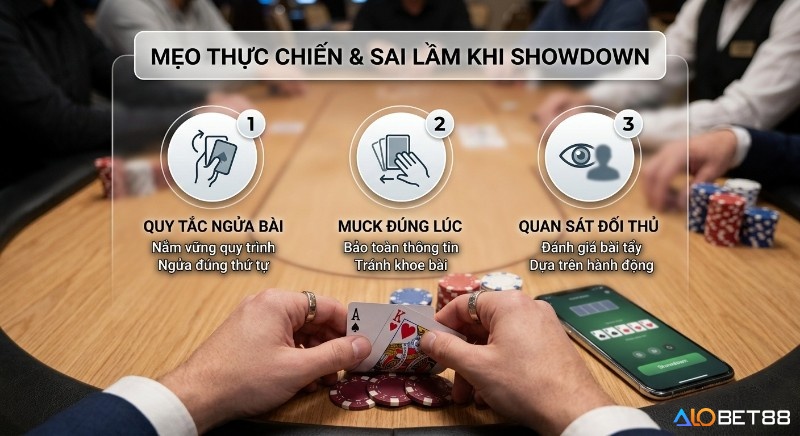 Checklist 3 bí kíp thực chiến: lật bài chuẩn luật, biết muck để giữ kín thông tin và tập trung đọc đối thủ