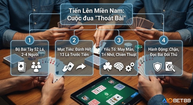 Tổng quan 4 yếu tố về Tiến lên miền nam là gì, cuộc đua thoát bài với bộ 52 lá và chiến thuật chặn đối thủ