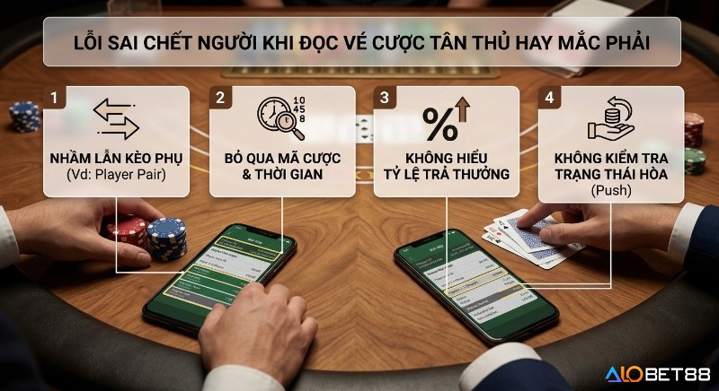 Checklist 4 lỗi "chết người" tân thủ mắc phải khi đọc vé cược Baccarat, từ nhầm kèo phụ đến bỏ qua mã cược và tỷ lệ trả thưởng