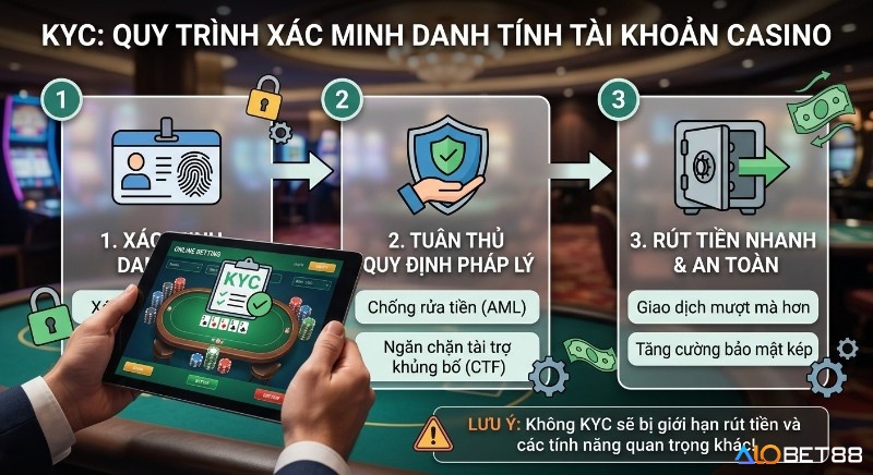 Quy trình 3 bước xác minh KYC tài khoản casino: Đảm bảo tuân thủ pháp lý, chống rửa tiền và rút tiền nhanh, an toàn