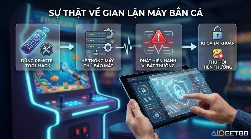 Gian lận máy bắn cá bằng remote, tool hack bị hệ thống bảo mật phát hiện, dẫn đến khóa tài khoản và thu hồi tiền thưởng trong cách gian lận máy bắn cá